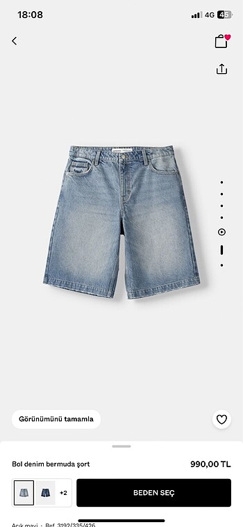Bershka bol denim bermuda şort