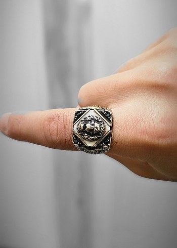 Vintage Aslan Figürlü Erkek Yüzük - Görsel 4