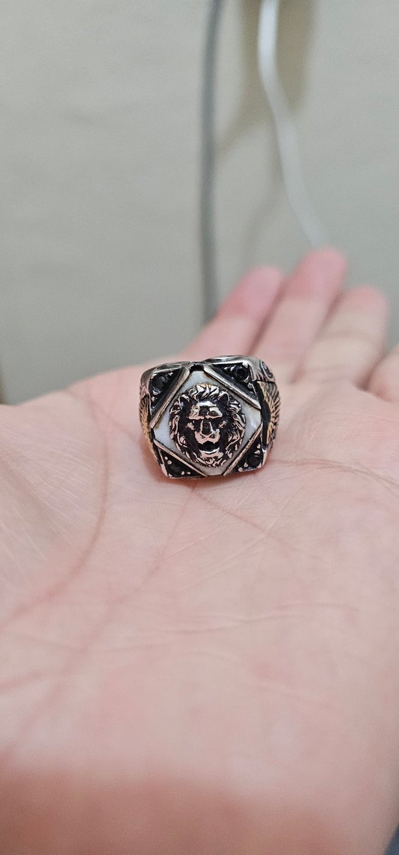 Vintage Aslan Figürlü Erkek Yüzük - Görsel 3
