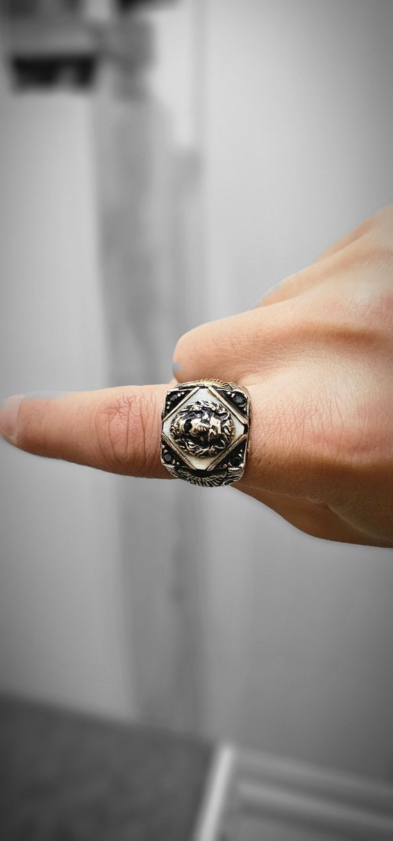 Vintage Aslan Figürlü Erkek Yüzük - Görsel 4