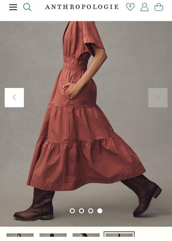 Anthropologie Kadın Kahverengi Uzun Elbise