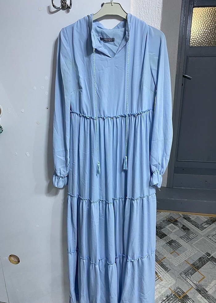 Bebe mavi şifon elbise - Görsel 3