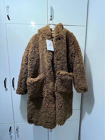Pull&Bear kahverengi uzun peluş kürk