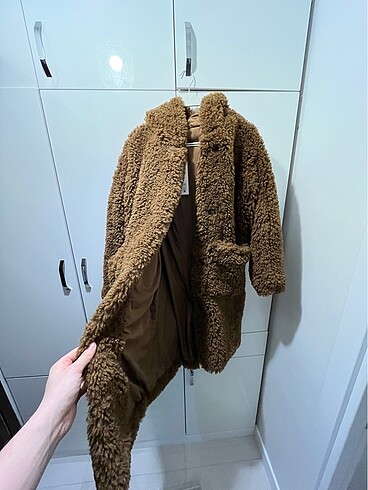m Beden Pull&Bear kahverengi uzun peluş kürk