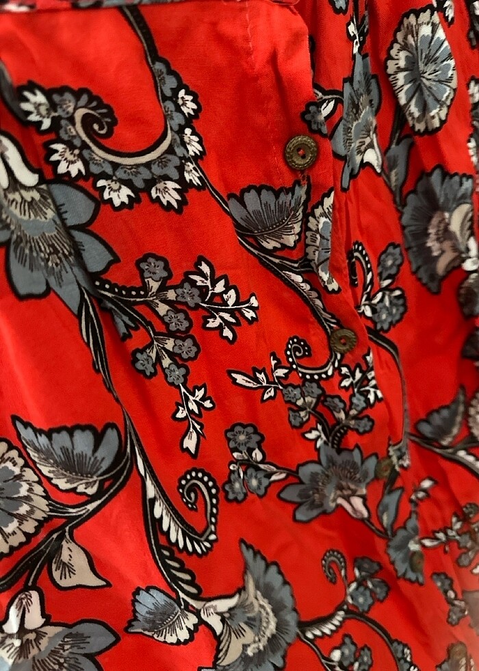 Kırmızı desenli etek - Görsel 3