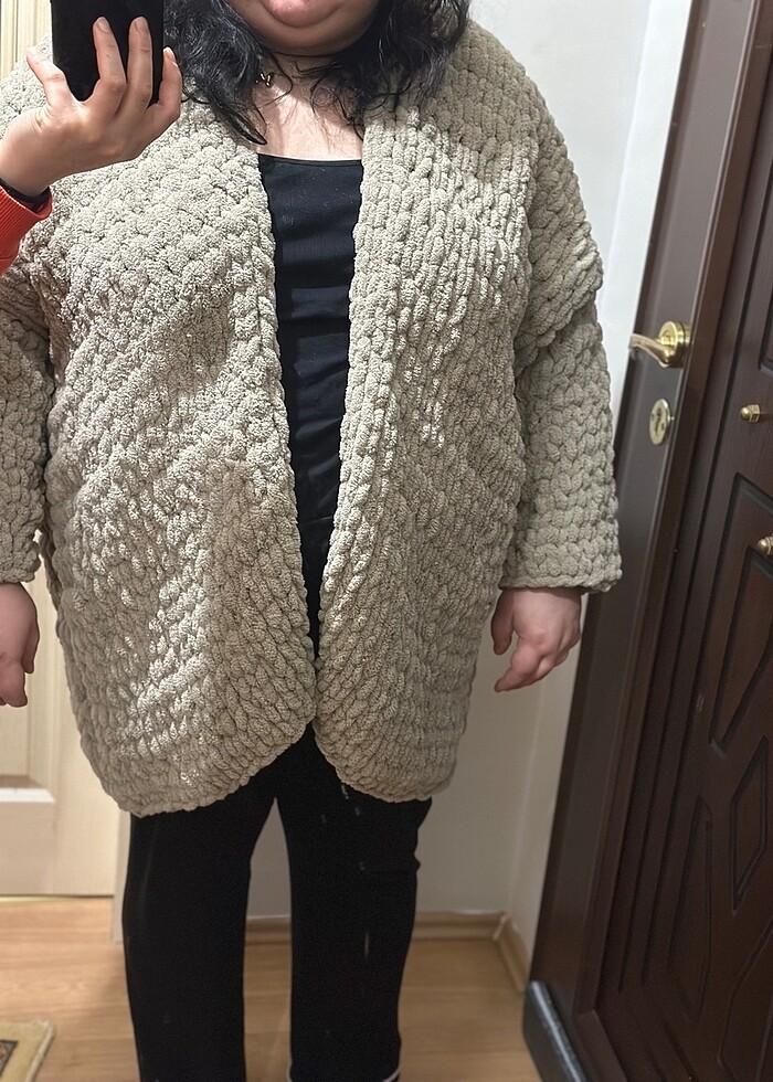 Peluş hırka kahve - Görsel 3