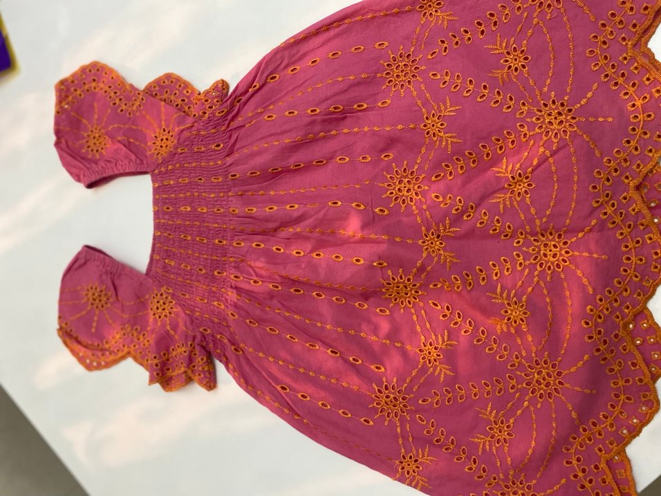 Nakışlı Fırfırlı Pembe Kız Elbisesi - Görsel 4