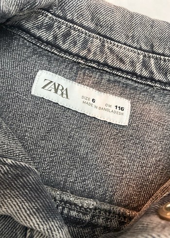 Kız Çocuk Gri Batik Desenli Denim Elbise - Görsel 4