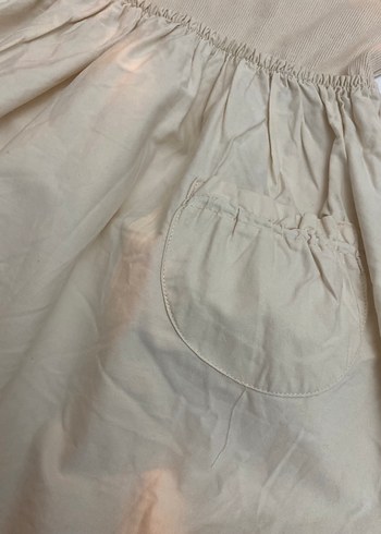 Kız Çocuk Bej Keten Uzun Kollu Elbise - Görsel 5