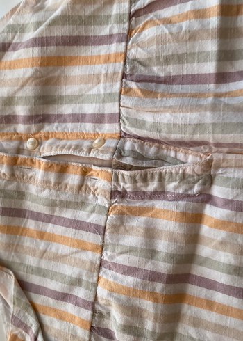 Hm Kız Çocuk Çizgili Keten Askılı Tulum - Görsel 4