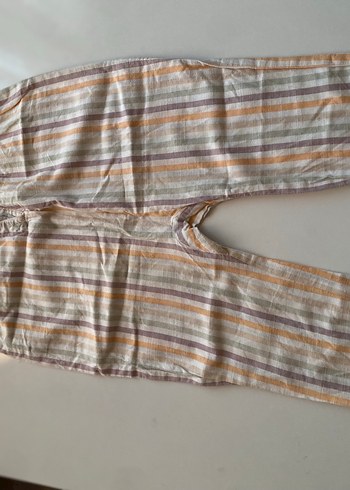 Hm Kız Çocuk Çizgili Keten Askılı Tulum - Görsel 3