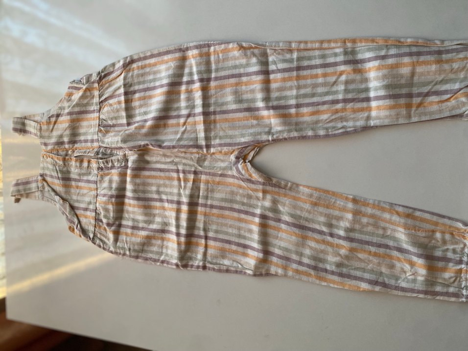 Hm Kız Çocuk Çizgili Keten Askılı Tulum - Görsel 3