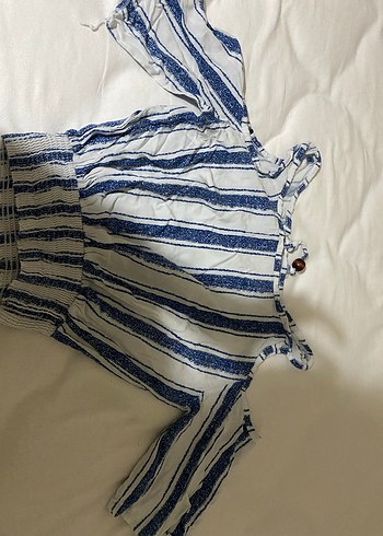 Mavi Çizgili Bohem Kadın Bluz