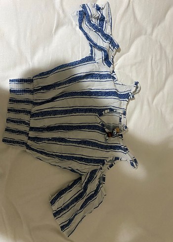 s Beden mavi Renk Mavi Çizgili Bohem Kadın Bluz