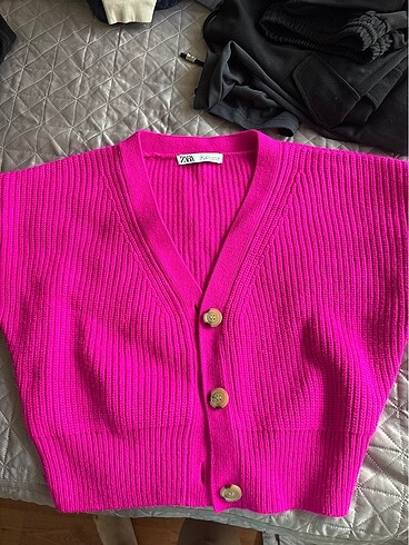 Zara Fuşya renk örgü kazak - Görsel 2