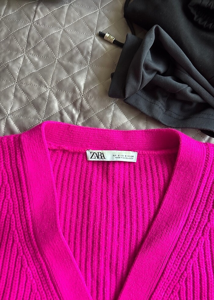 Zara Fuşya renk örgü kazak - Görsel 3