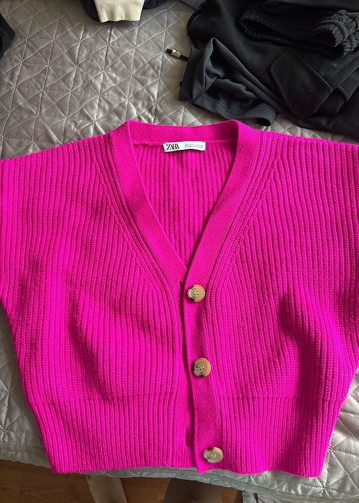 Zara Fuşya renk örgü kazak - Görsel 2