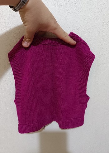 Mor Triko Mini kız bebek bolero yelek - Görsel 2