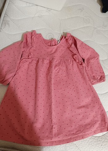 Pembe Kız Çocuk Pamuklu Fırfırlı Elbise