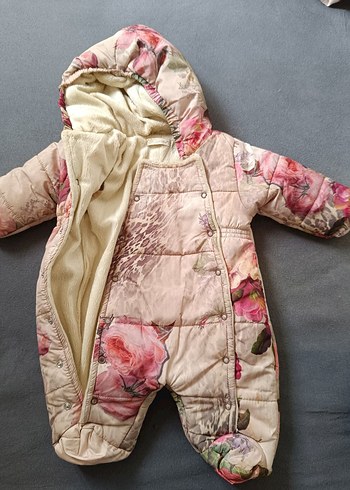 Peluş Detaylı Pembe Batik Desenli Bebek Tulumu - Görsel 4