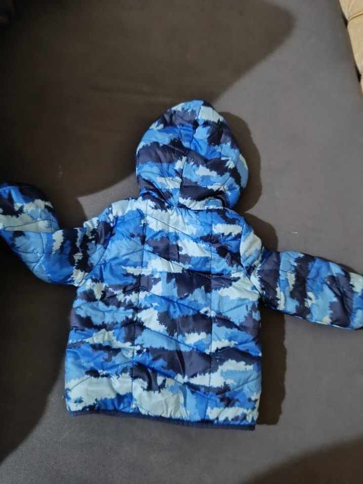 Erkek Çocuk Mavi Kapüşonlu Kürklü Mont - Görsel 2