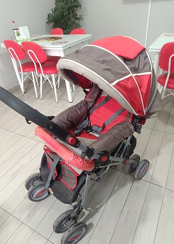 Kırmızı ve Kahverengi Bebek Arabası - Görsel 11
