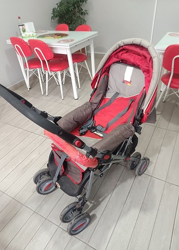 Kırmızı ve Kahverengi Bebek Arabası - Görsel 9