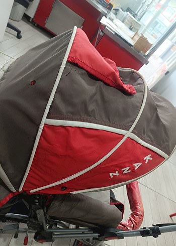 Kırmızı ve Kahverengi Bebek Arabası - Görsel 10