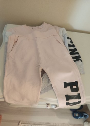 Kız Çocuk Pembe Baskılı Pamuklu Eşofman Takımı - Görsel 3