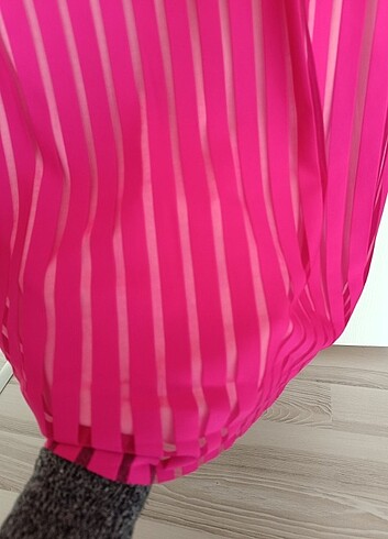 şık bayan elbise fuşya renk - Görsel 3