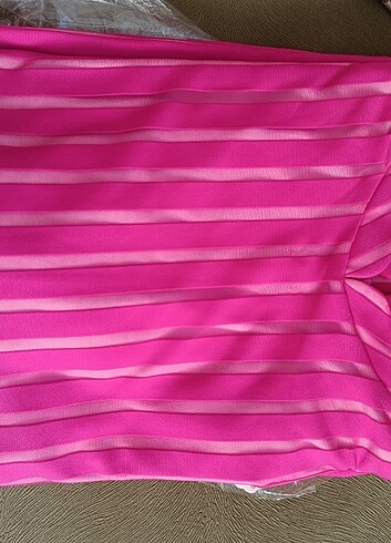 şık bayan elbise fuşya renk - Görsel 7