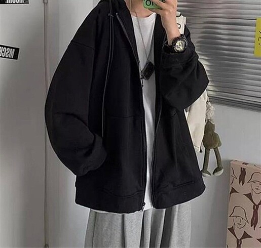 m Beden Sokak Tarzı Unisex Kapşonlu Hırka