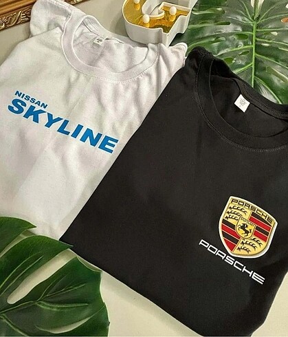 Tous Nissan&Porche Baskılı ikili Tshirt