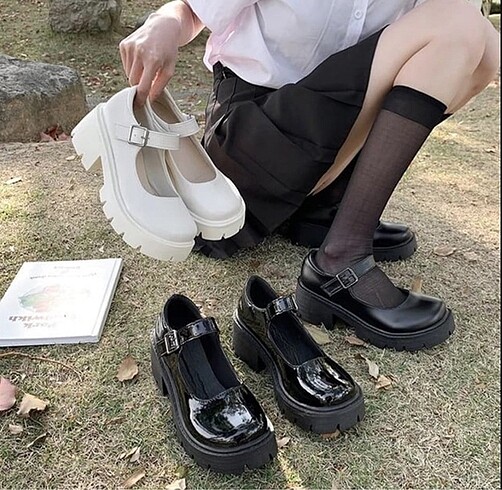 Tous Krem Harajuku Tarz Lolita Ayakkabı
