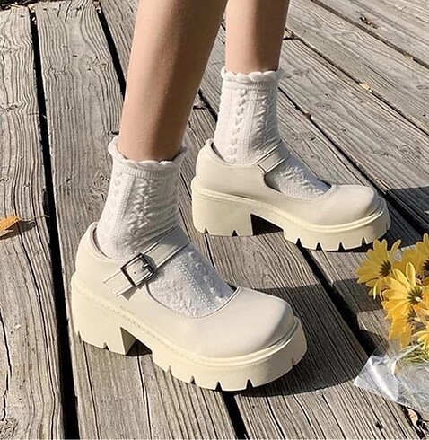 38 Beden camel Renk Krem Harajuku Tarz Lolita Ayakkabı