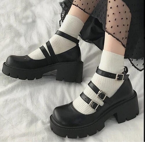 Siyah Bilek Tokalı Harjuku Oxfodt Lolita Ayakkabı