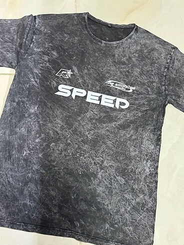 s Beden Yıkamalı Speed Baskılı Tshirt