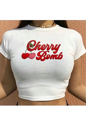 Y2k Cherry Bomb Baskılı Crop