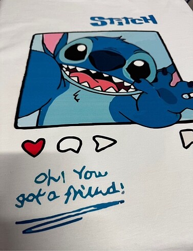 Stitch Baskılı Beyaz Tshirt