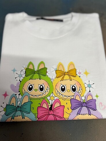 7 Yaş Beden beyaz Renk Lobubu Baskılı Tshirt