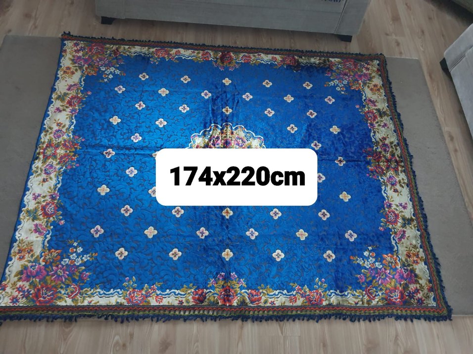 İşlemeli Renkli Mavi Halı - Görsel 2