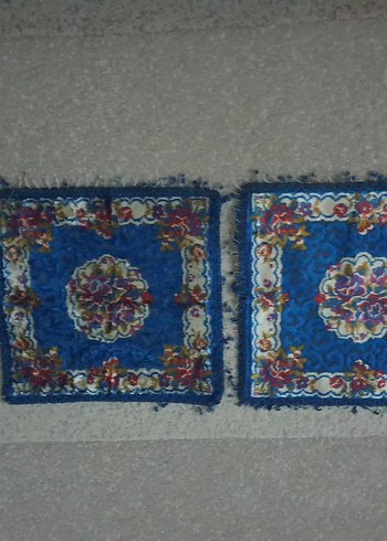 Renkli Nakışlı Mavi Halı minder yastık örtüsü 47x45 cm - Görsel 3