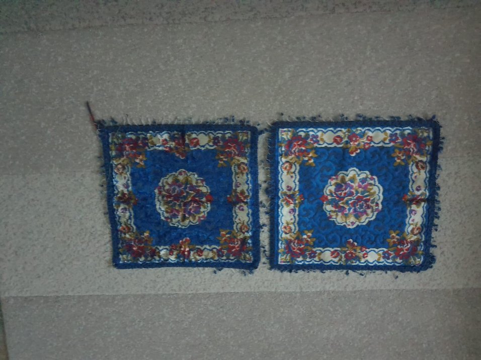 Renkli Nakışlı Mavi Halı minder yastık örtüsü 47x45 cm - Görsel 3