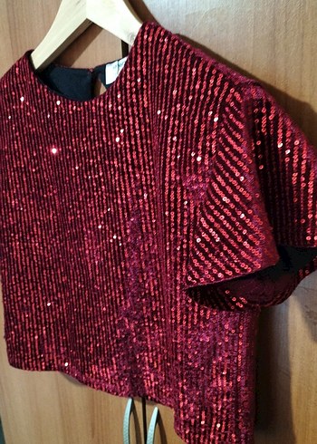 Kırmızı Parlak Kiz cocuk Bluz - Görsel 4