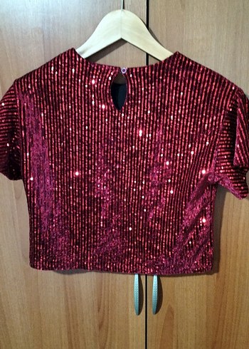 Kırmızı Parlak Kiz cocuk Bluz - Görsel 5