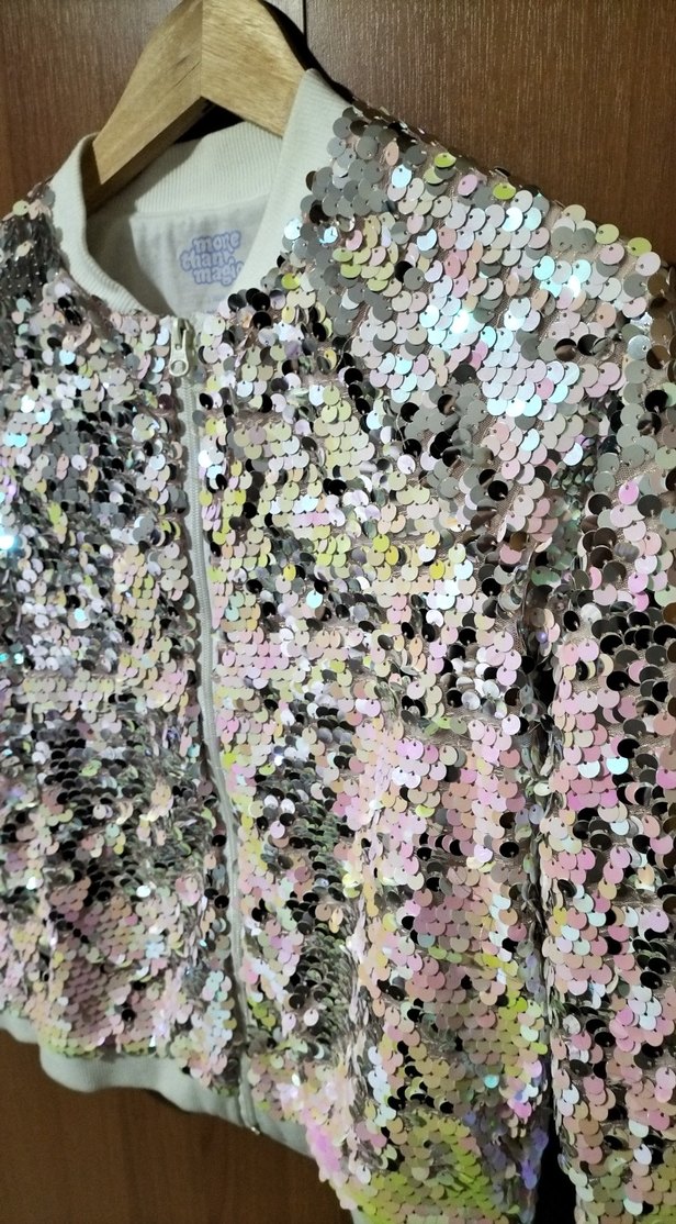 Pembe Pul Payetli Kız Çocuk Ceket - Görsel 3