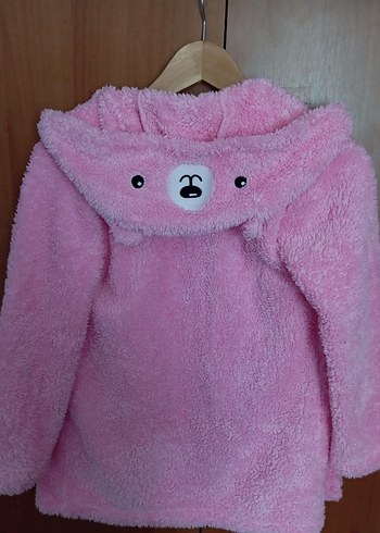 Kız Çocuk Pembe Peluş Sabahlık - Görsel 4