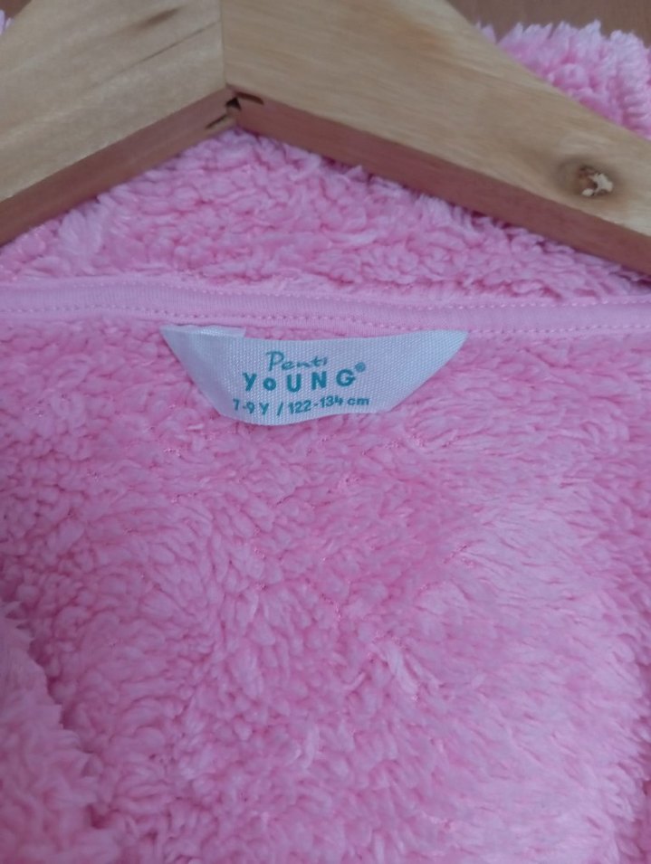 Kız Çocuk Pembe Peluş Sabahlık - Görsel 3