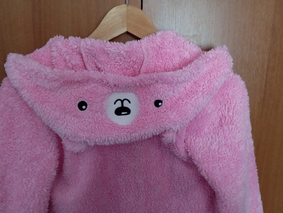 Kız Çocuk Pembe Peluş Sabahlık - Görsel 5