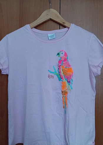 Pembe Kız Çocuk Baskılı Tişört - Görsel 2